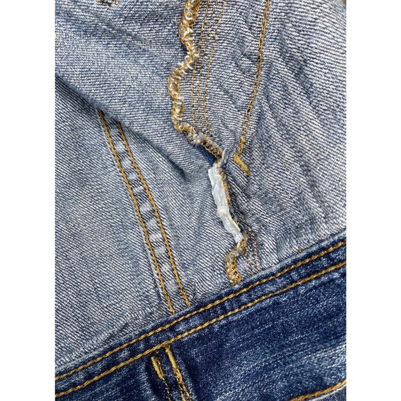Old Navy Distressed Cropped Denim Jacket with back sequin Earth Jupiter Design - Picture 6 of 6